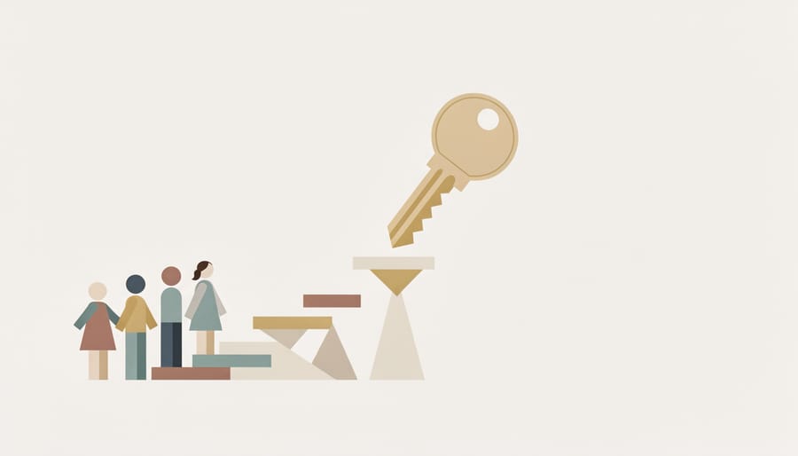 Hands placing a small key into a bowl on a table symbolizing access and autonomy