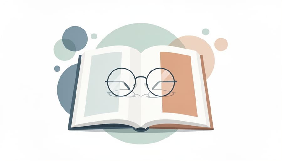 Open book representing English and Tagalog mental health terms with eyeglasses on top