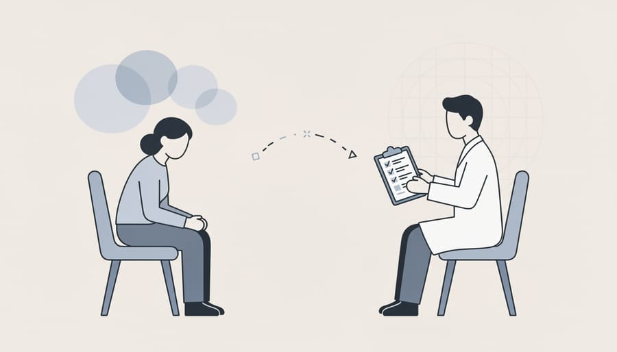 Clinician and patient hands in a healthcare setting, suggesting professional support for anxiety assessment.