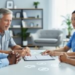 Diverse mental health professionals collaborate in a clinic room around a consultation table, conveying a coordinated behavioral health team approach.