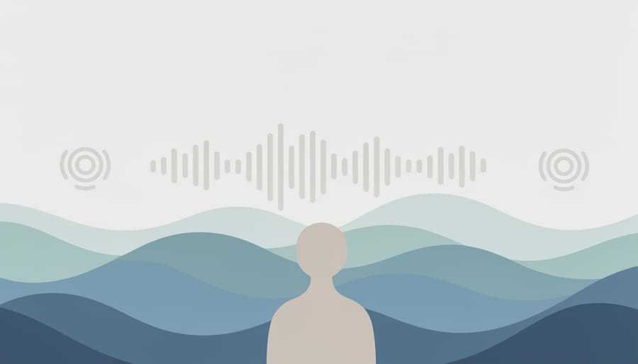 Wide view of ocean waves at dusk with a calm horizon, symbolizing soothing rhythm and emotional settling